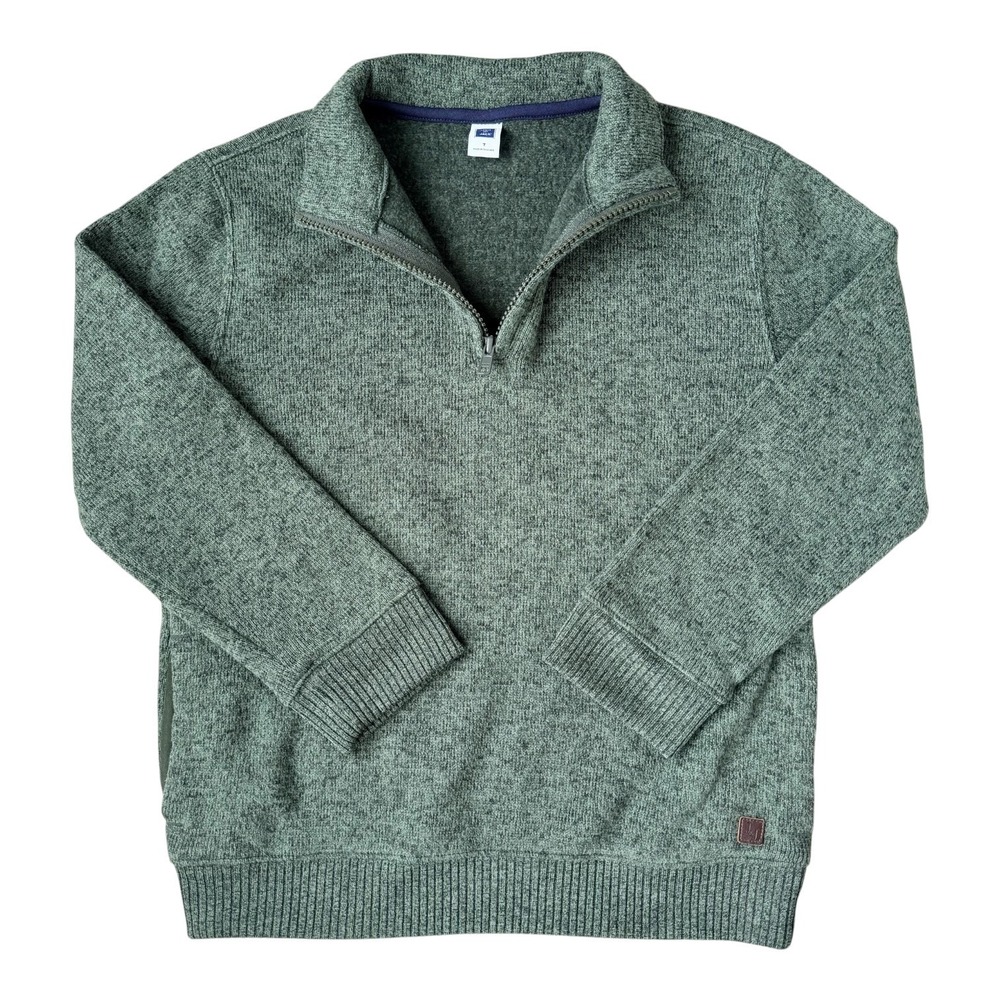 Janie and Jack Boys 7 Green Quarter Zip Sweater Holiday Pullover Cozy Classic